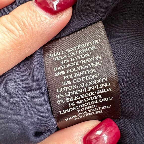 Ann Taylor Navy Blue Tweed Blazer Jacket Career size 0 one button - Picture 5 of 5